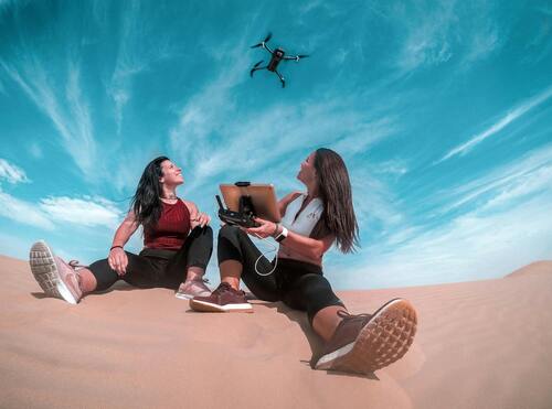 drone being used by two ladies for fun
