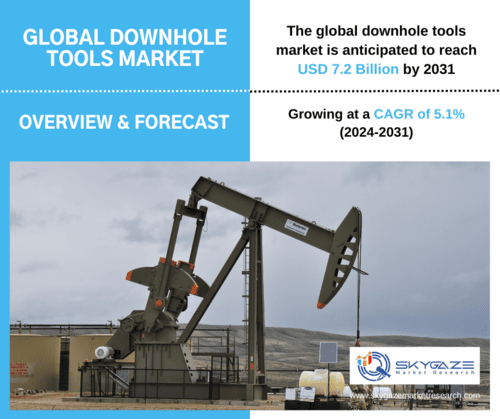 market details about the global downhole tools market along with an image of downhole tool at work.